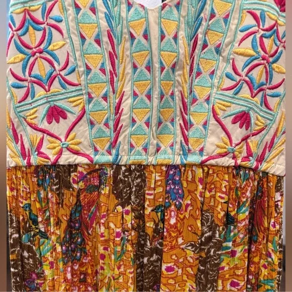 Raga × Anthropologie Parkland Maxi Boho Embroidered Maxi Dress Size XS PTP 16” - Picture 5 of 8